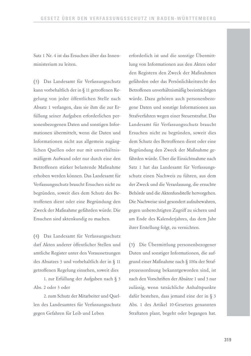 Seite 319 des Verfassungsschutzbericht 2016 Baden-Württemberg