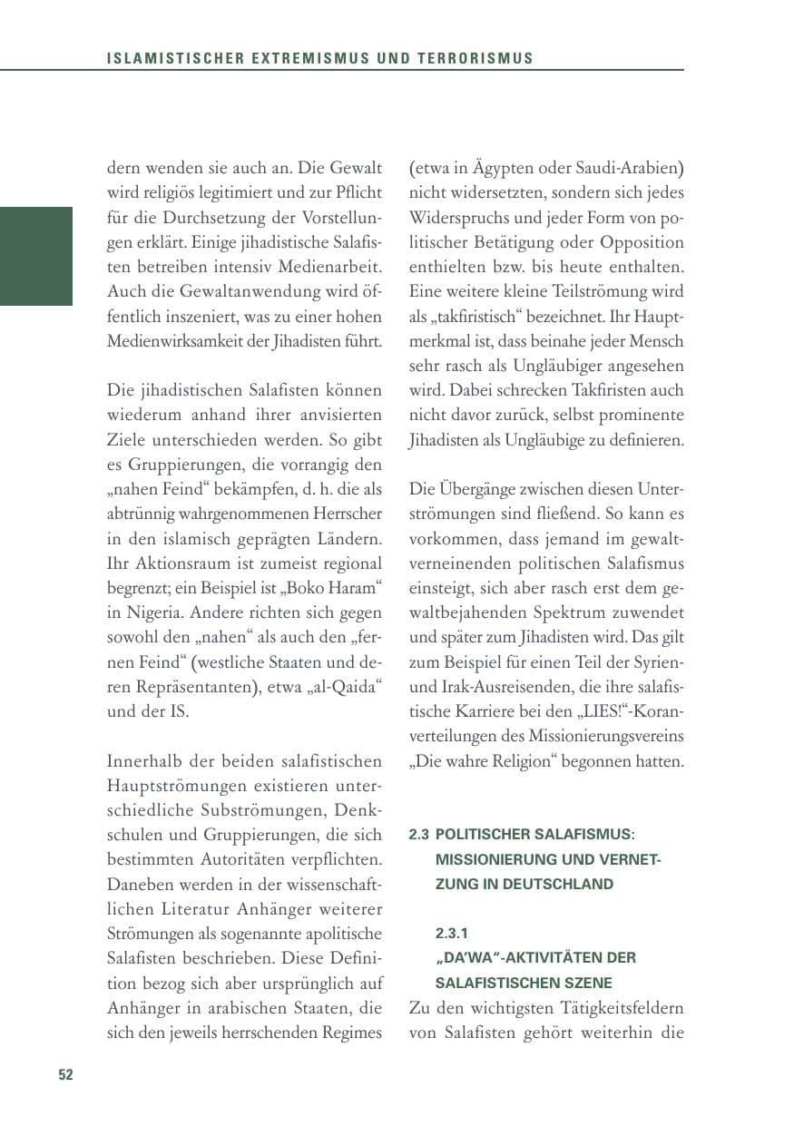 Seite 52 des Verfassungsschutzbericht 2016 Baden-Württemberg