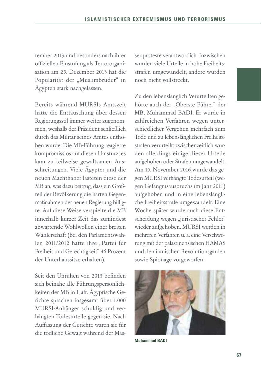 Seite 67 des Verfassungsschutzbericht 2016 Baden-Württemberg
