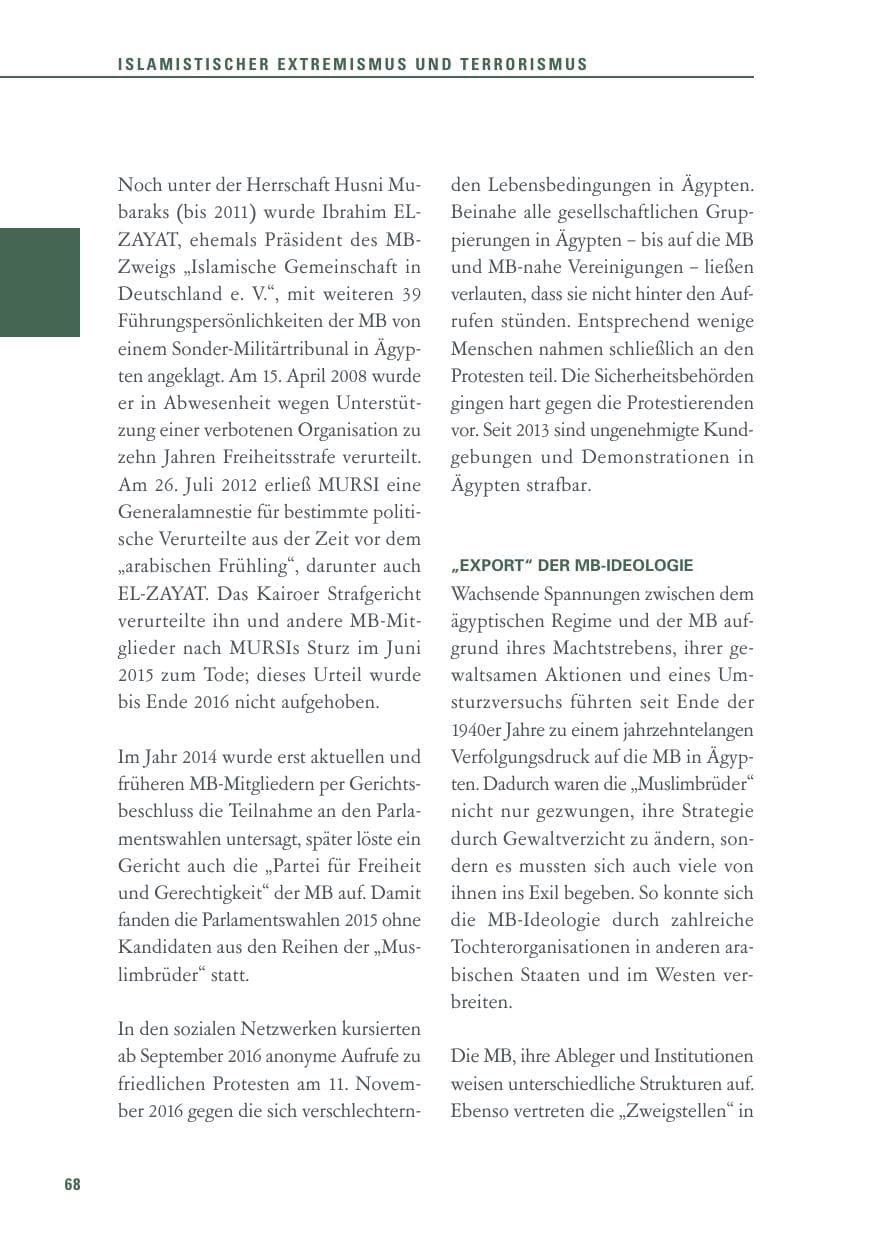 Seite 68 des Verfassungsschutzbericht 2016 Baden-Württemberg