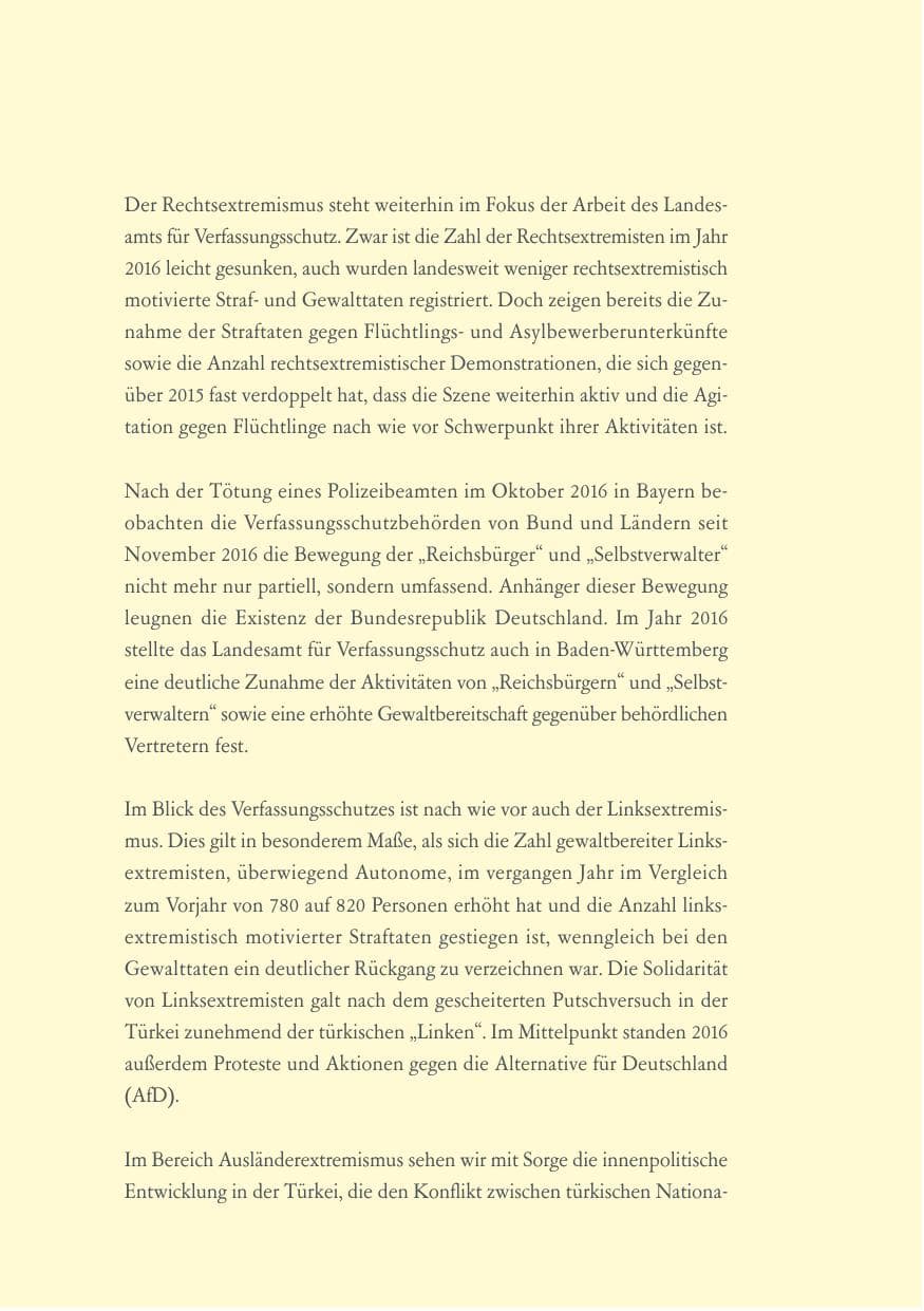 Seite 8 des Verfassungsschutzbericht 2016 Baden-Württemberg