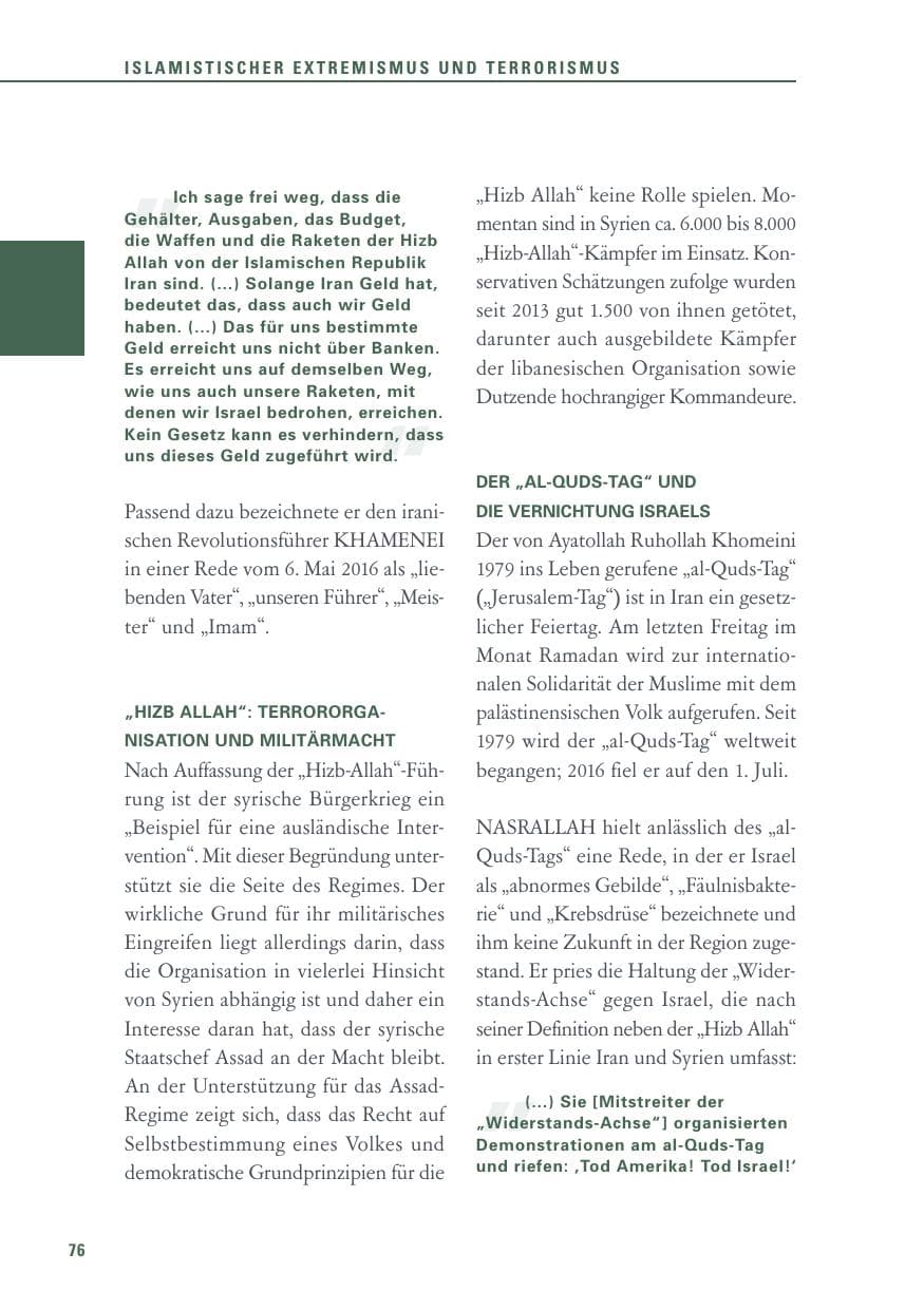 Seite 76 des Verfassungsschutzbericht 2016 Baden-Württemberg