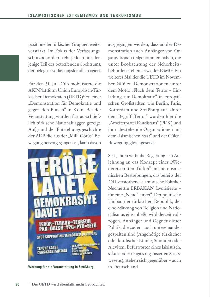 Seite 80 des Verfassungsschutzbericht 2016 Baden-Württemberg