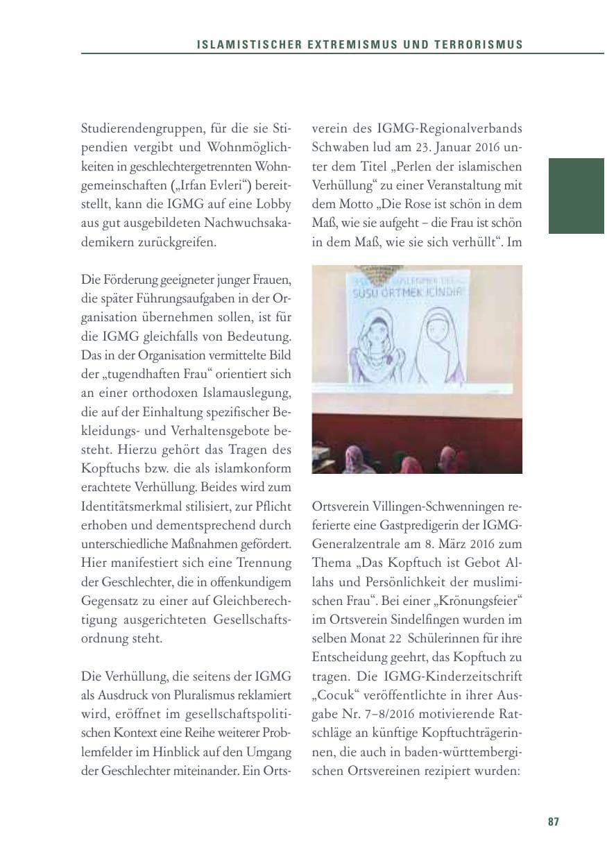 Seite 87 des Verfassungsschutzbericht 2016 Baden-Württemberg