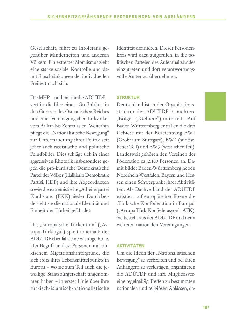 Seite 107 des Verfassungsschutzbericht 2017 Baden-Württemberg