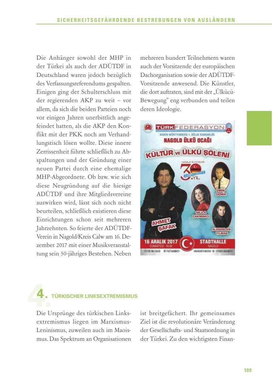 Seite 109 des Verfassungsschutzbericht 2017 Baden-Württemberg