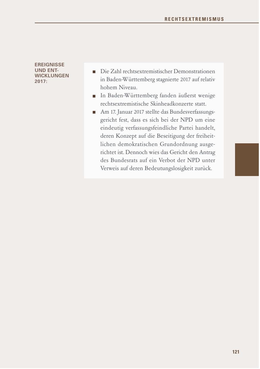 Seite 121 des Verfassungsschutzbericht 2017 Baden-Württemberg