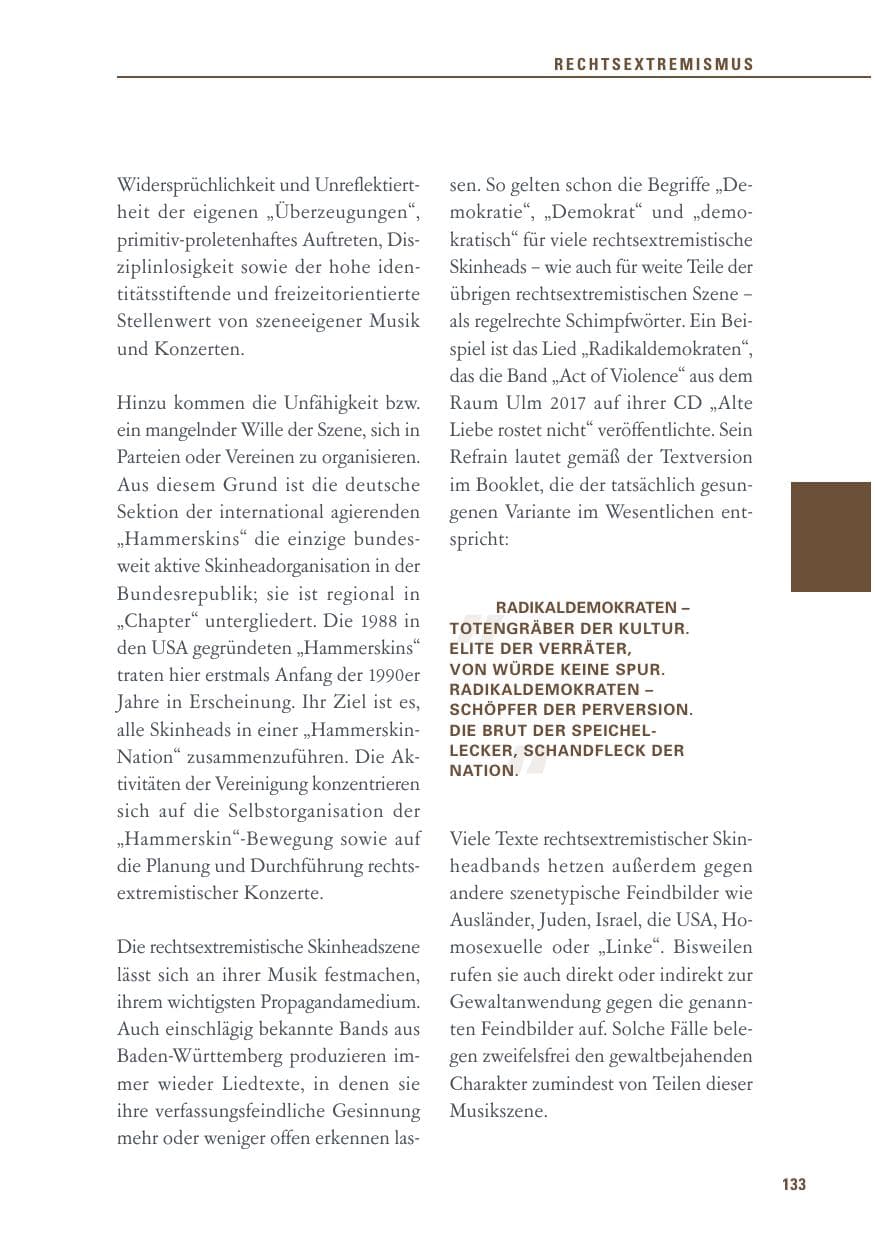 Seite 133 des Verfassungsschutzbericht 2017 Baden-Württemberg