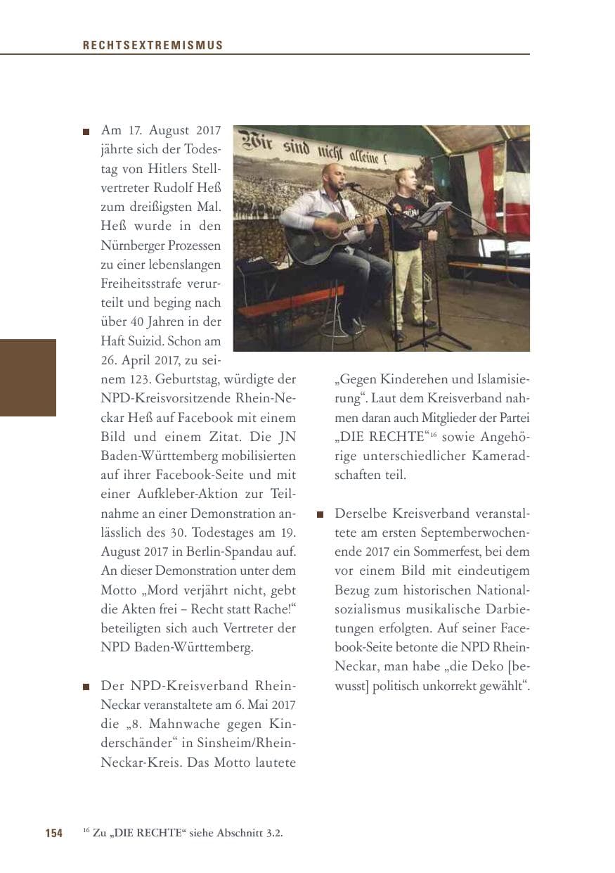 Seite 154 des Verfassungsschutzbericht 2017 Baden-Württemberg