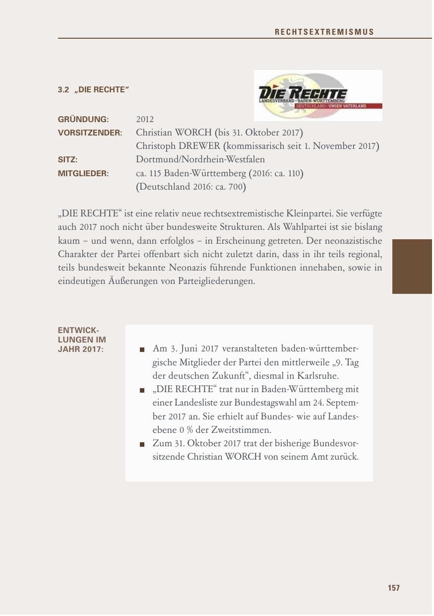 Seite 157 des Verfassungsschutzbericht 2017 Baden-Württemberg
