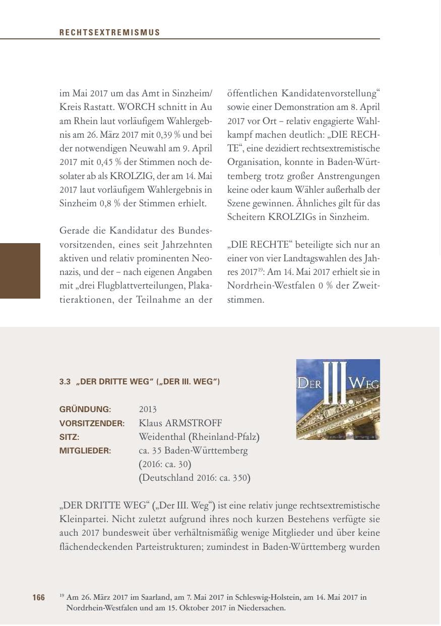 Seite 166 des Verfassungsschutzbericht 2017 Baden-Württemberg