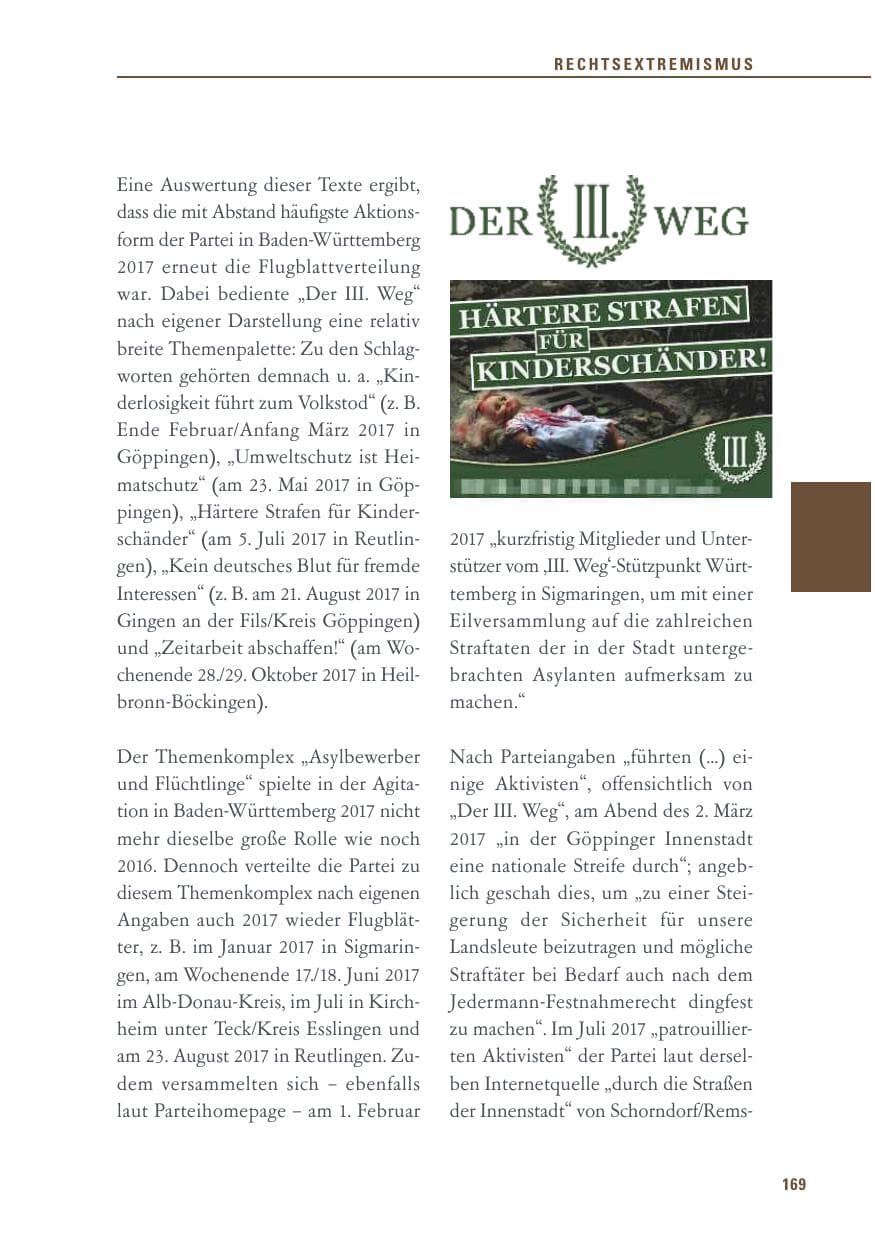 Seite 169 des Verfassungsschutzbericht 2017 Baden-Württemberg