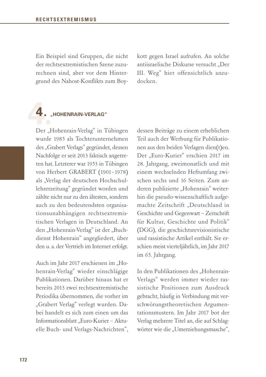 Seite 172 des Verfassungsschutzbericht 2017 Baden-Württemberg