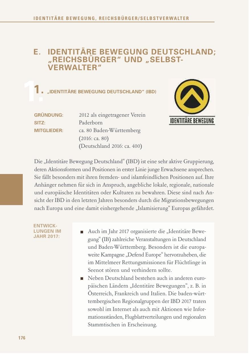Seite 176 des Verfassungsschutzbericht 2017 Baden-Württemberg