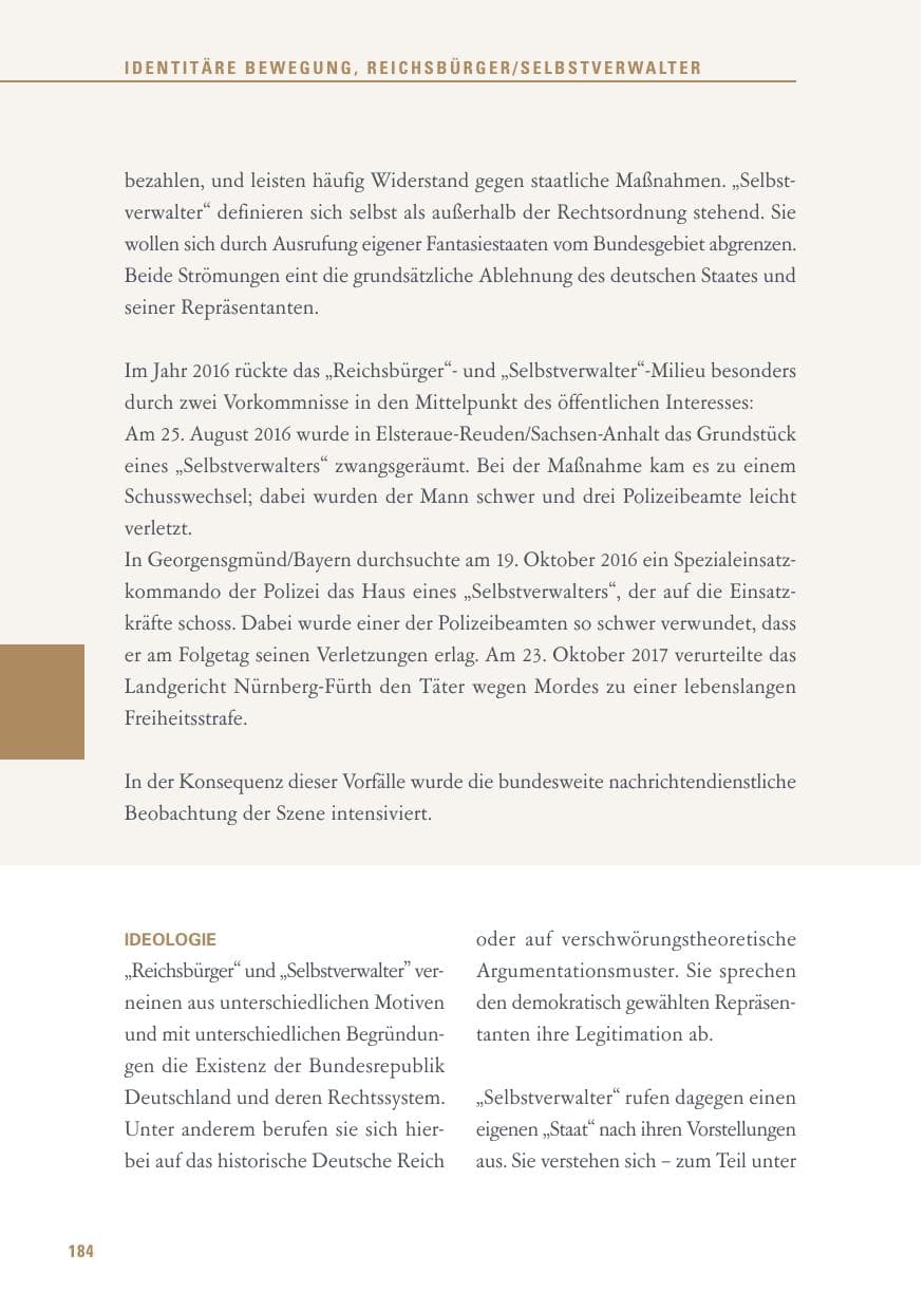 Seite 184 des Verfassungsschutzbericht 2017 Baden-Württemberg