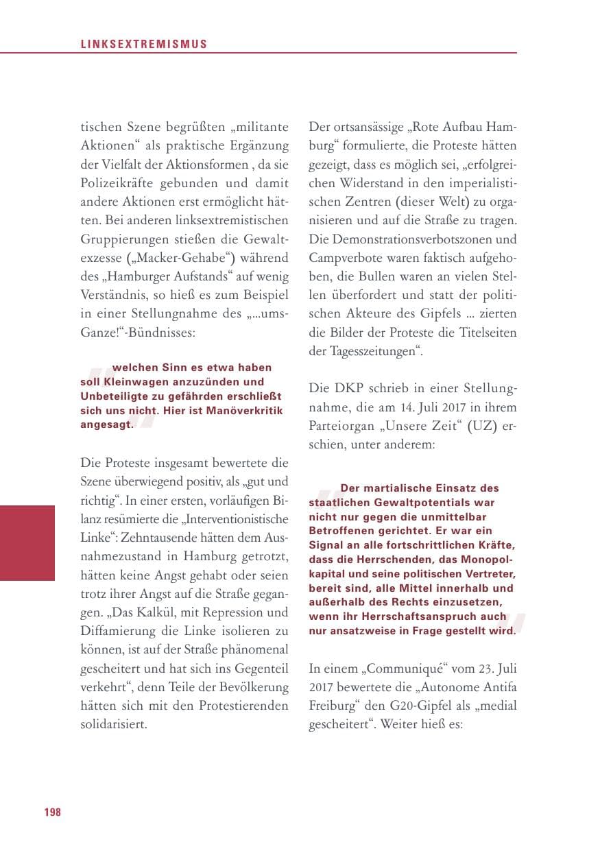Seite 198 des Verfassungsschutzbericht 2017 Baden-Württemberg