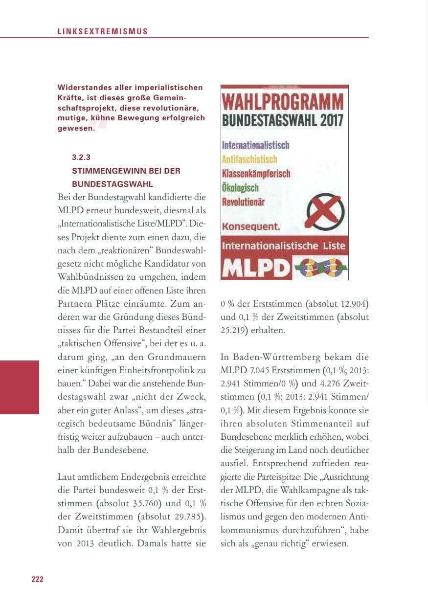 Seite 222 des Verfassungsschutzbericht 2017 Baden-Württemberg