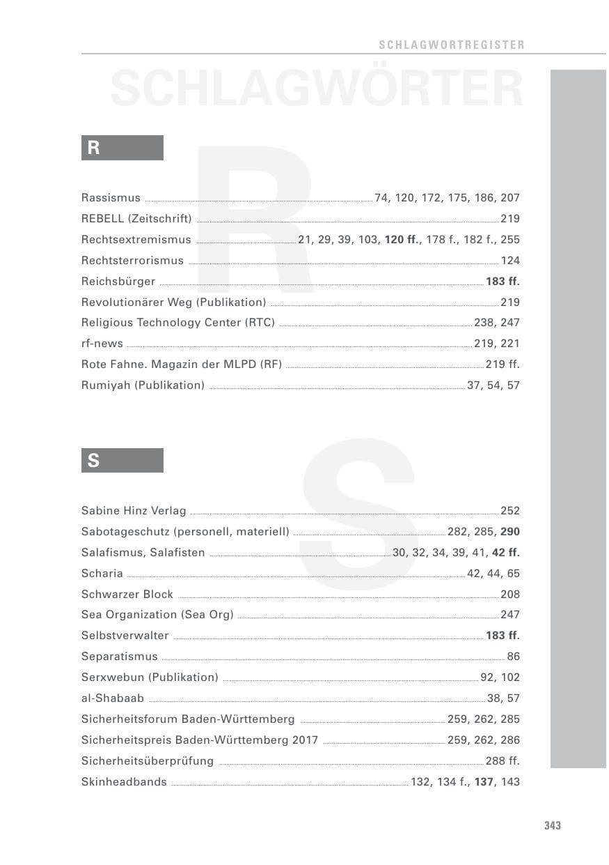 Seite 343 des Verfassungsschutzbericht 2017 Baden-Württemberg