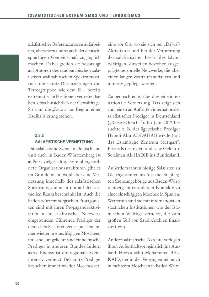 Seite 50 des Verfassungsschutzbericht 2017 Baden-Württemberg