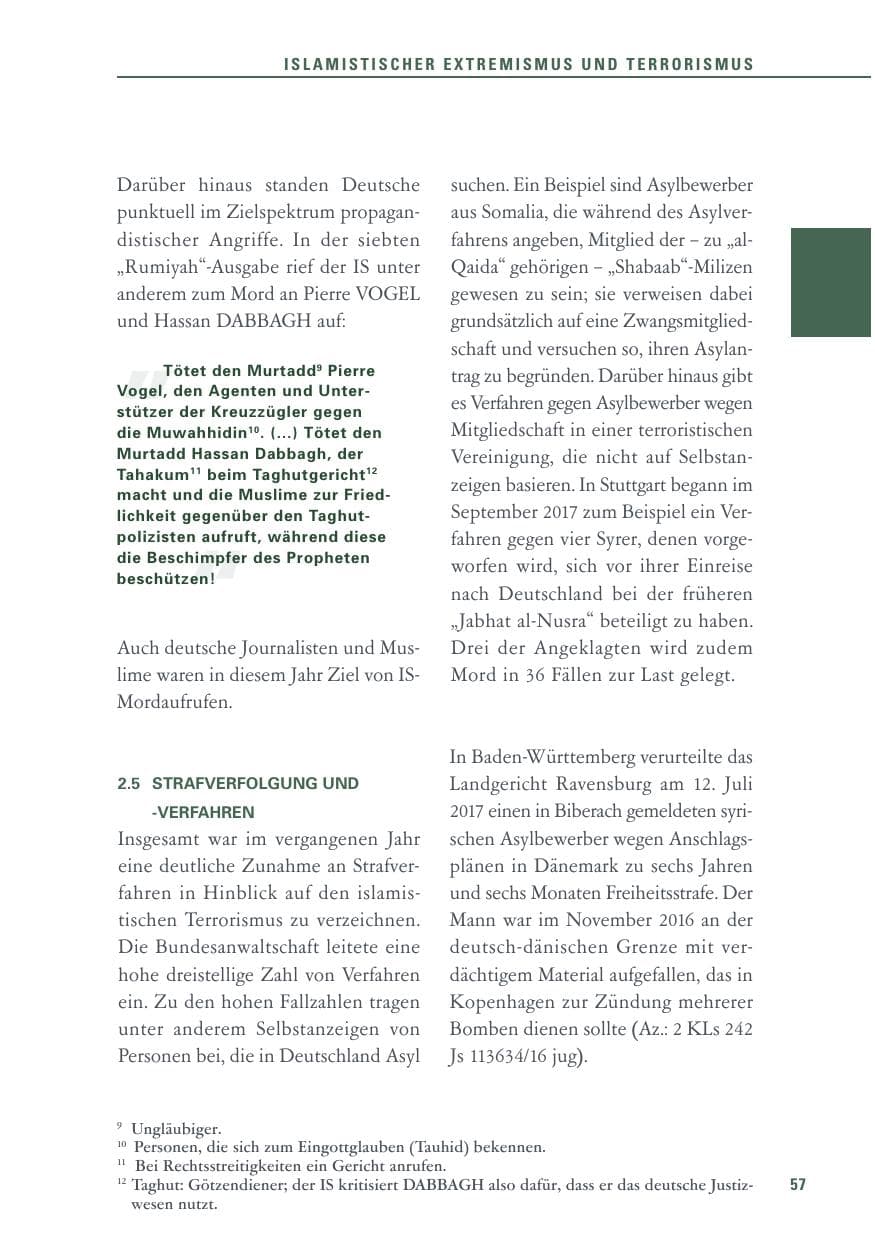 Seite 57 des Verfassungsschutzbericht 2017 Baden-Württemberg