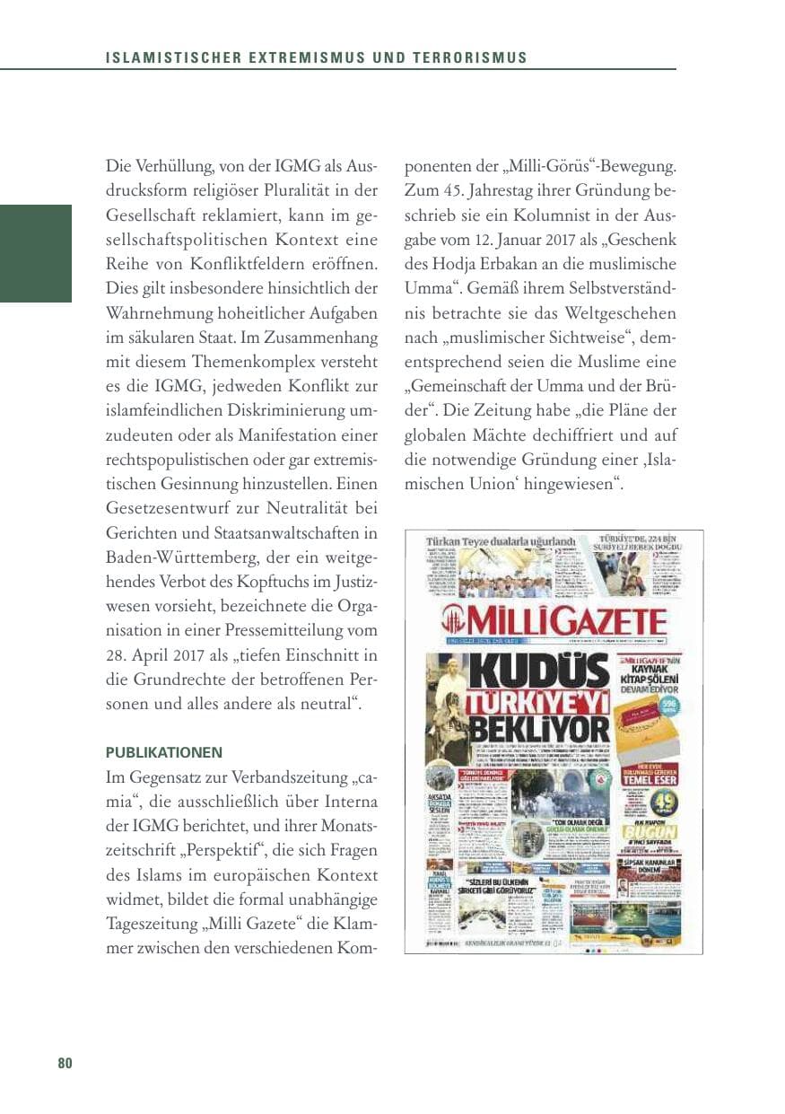 Seite 80 des Verfassungsschutzbericht 2017 Baden-Württemberg
