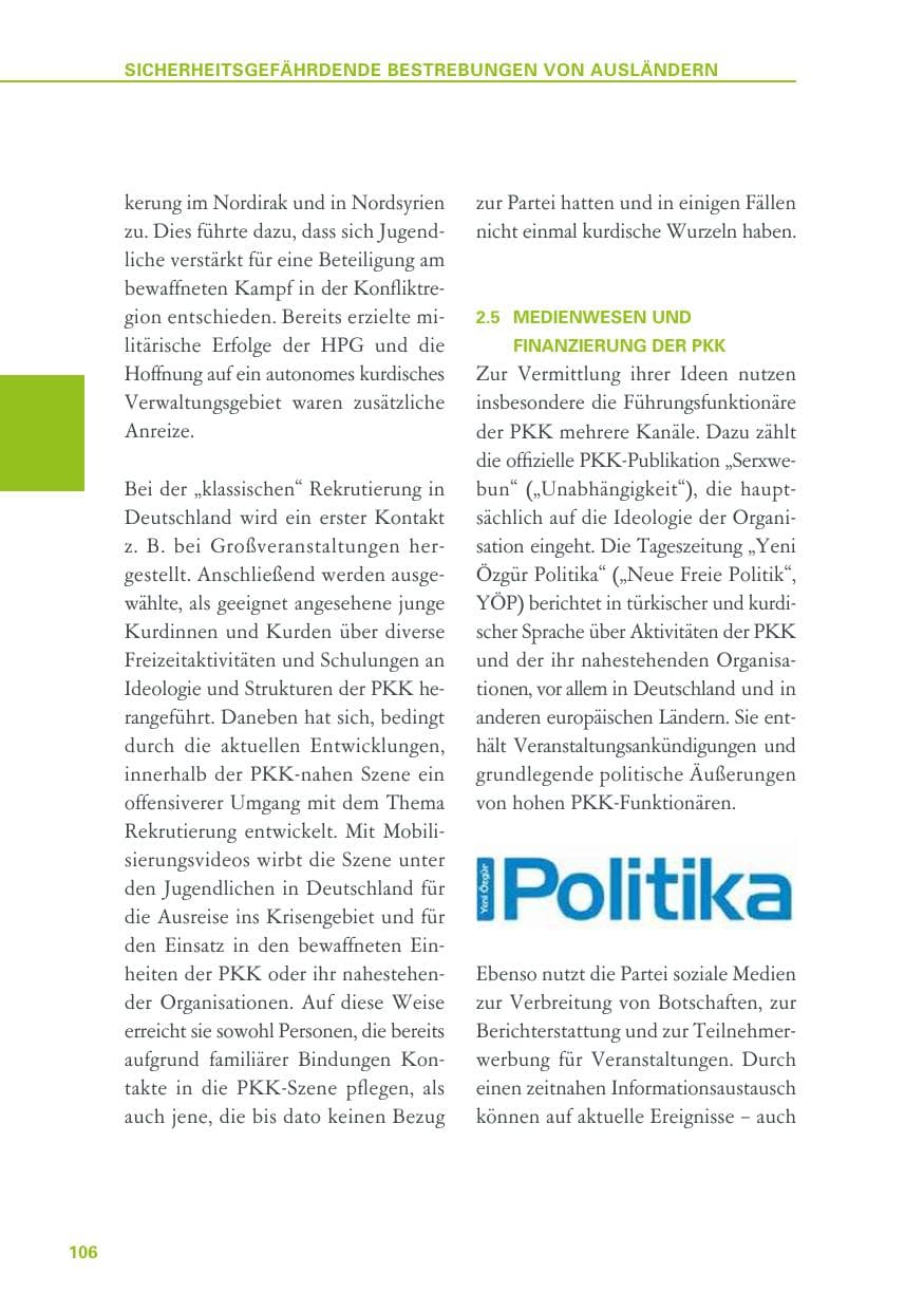 Seite 106 des Verfassungsschutzbericht 2018 Baden-Württemberg
