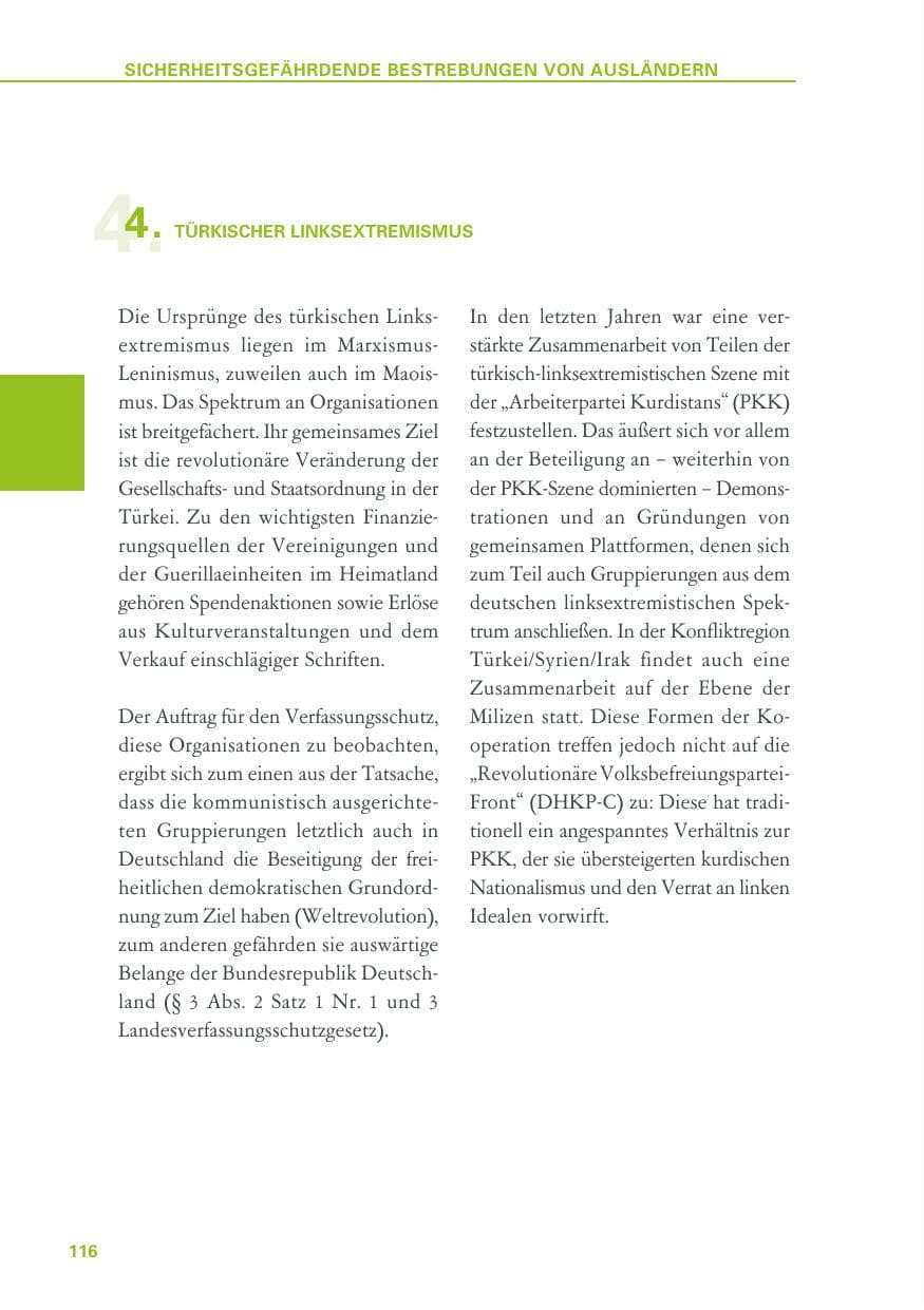 Seite 116 des Verfassungsschutzbericht 2018 Baden-Württemberg