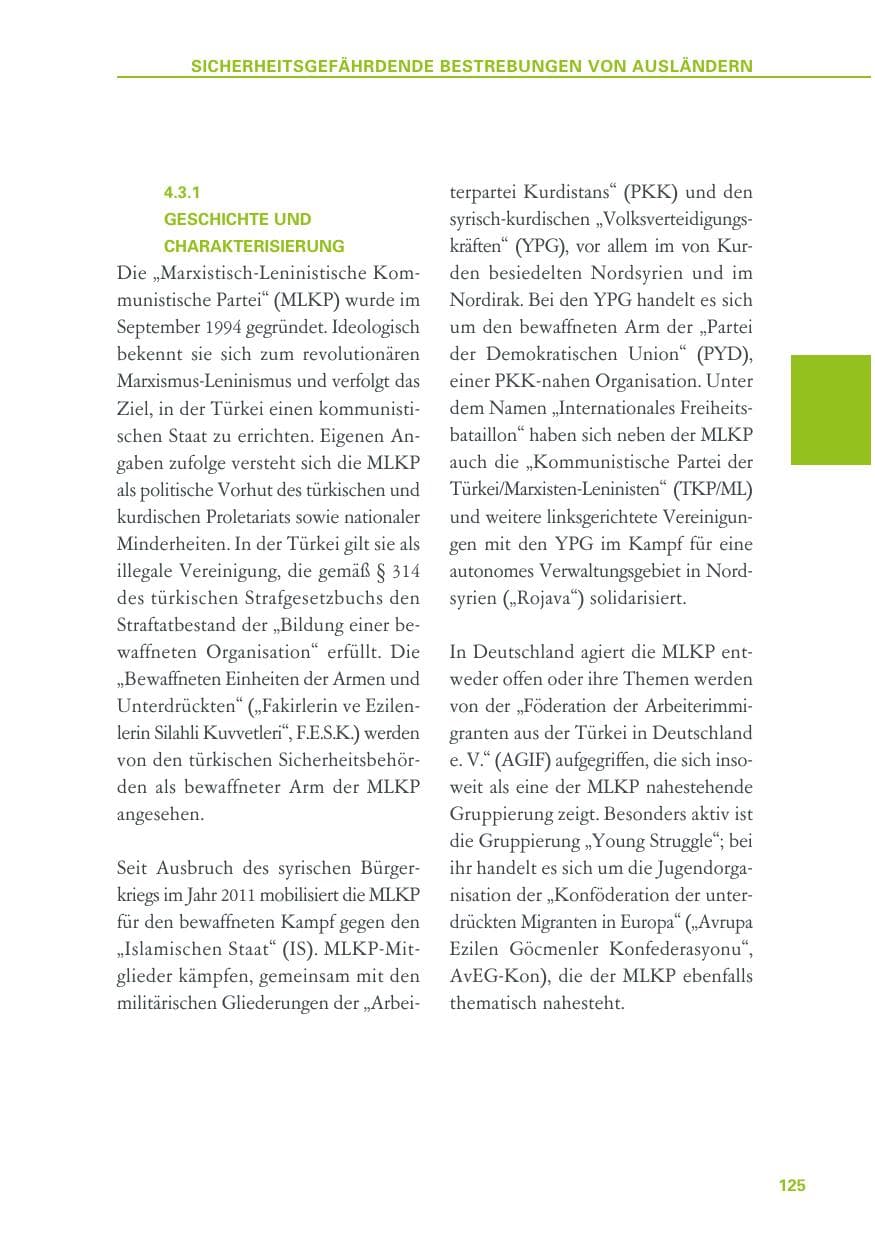 Seite 125 des Verfassungsschutzbericht 2018 Baden-Württemberg