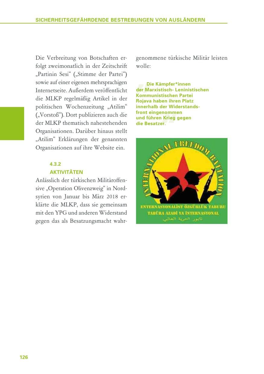 Seite 126 des Verfassungsschutzbericht 2018 Baden-Württemberg