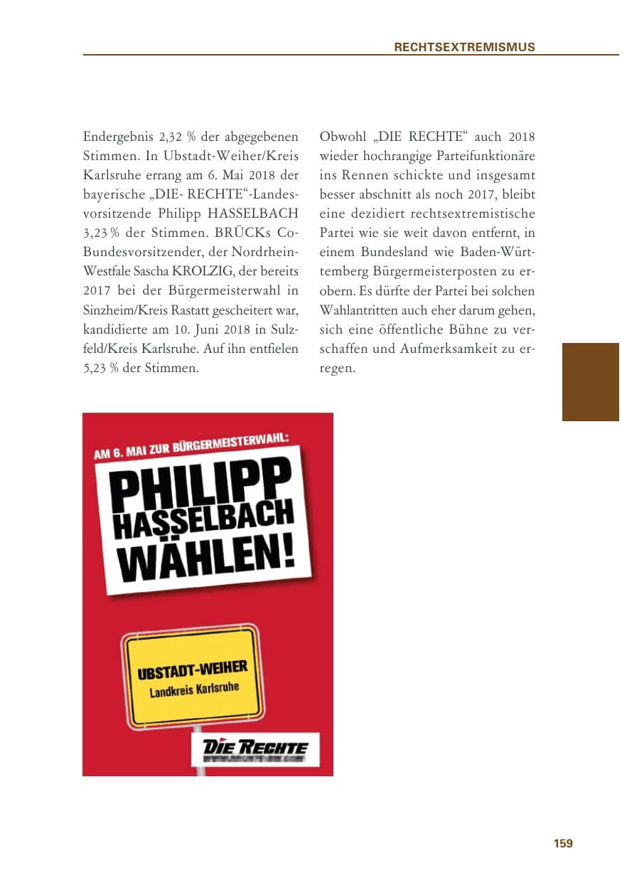 Seite 159 des Verfassungsschutzbericht 2018 Baden-Württemberg