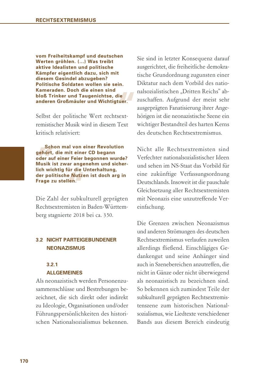 Seite 170 des Verfassungsschutzbericht 2018 Baden-Württemberg