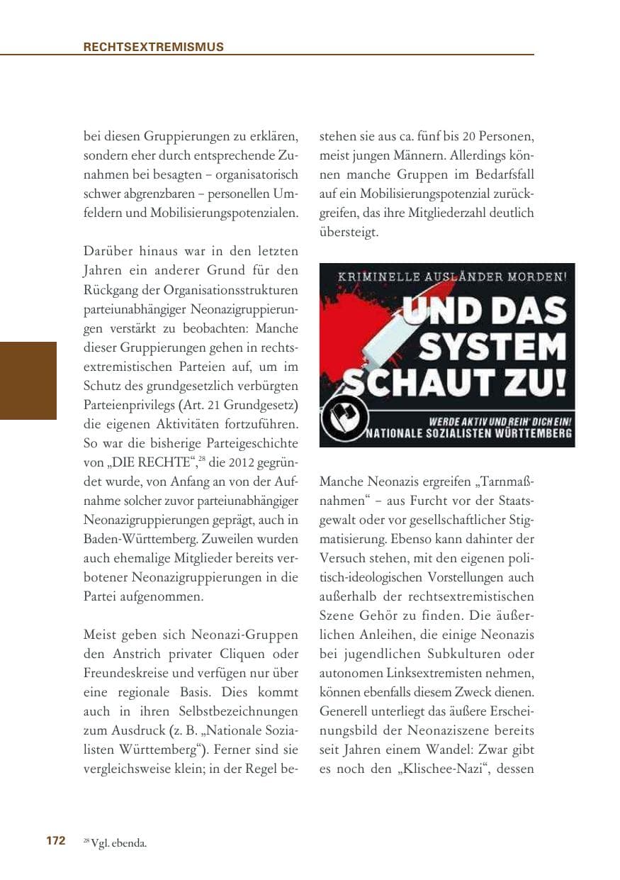 Seite 172 des Verfassungsschutzbericht 2018 Baden-Württemberg