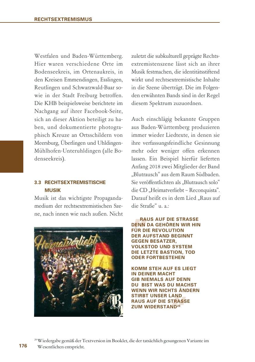 Seite 176 des Verfassungsschutzbericht 2018 Baden-Württemberg
