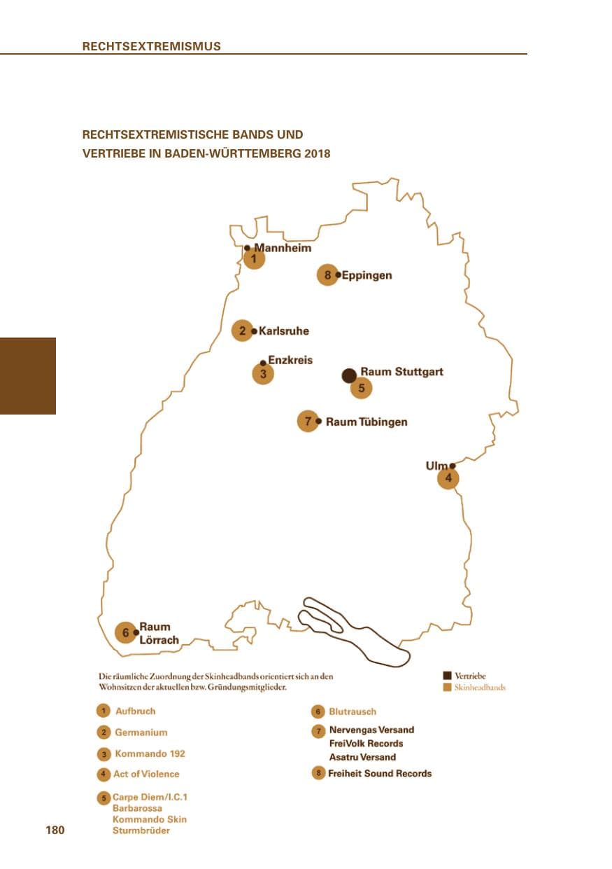 Seite 180 des Verfassungsschutzbericht 2018 Baden-Württemberg