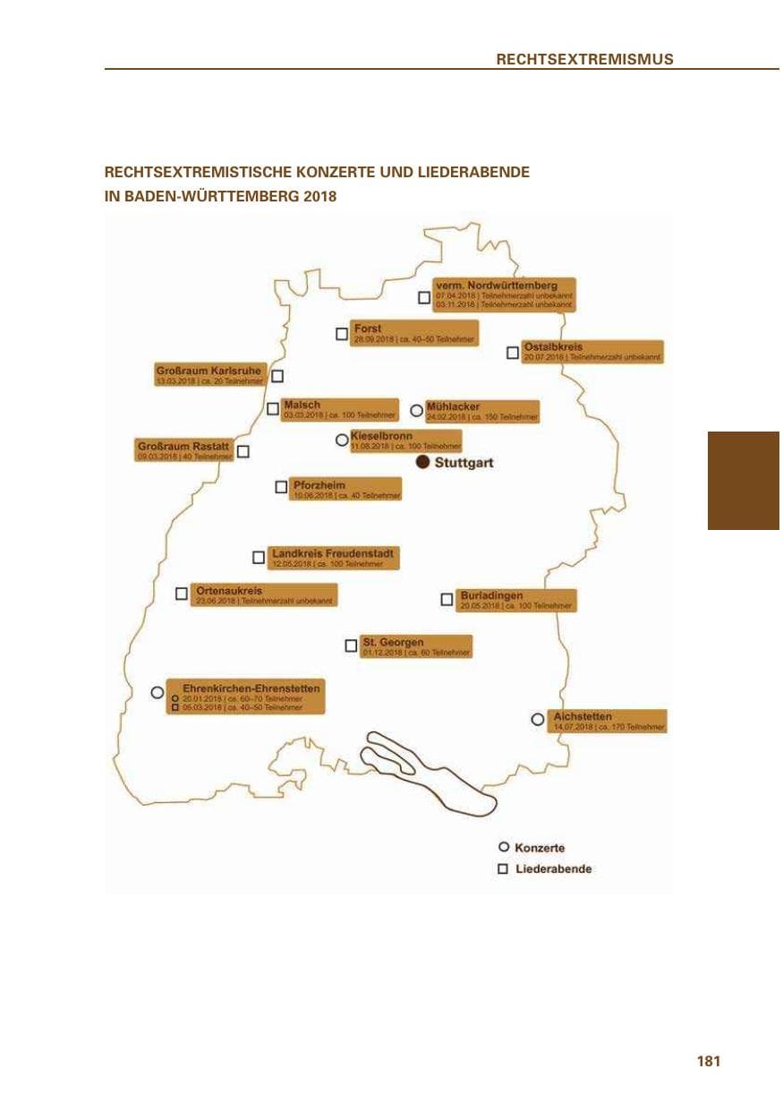 Seite 181 des Verfassungsschutzbericht 2018 Baden-Württemberg