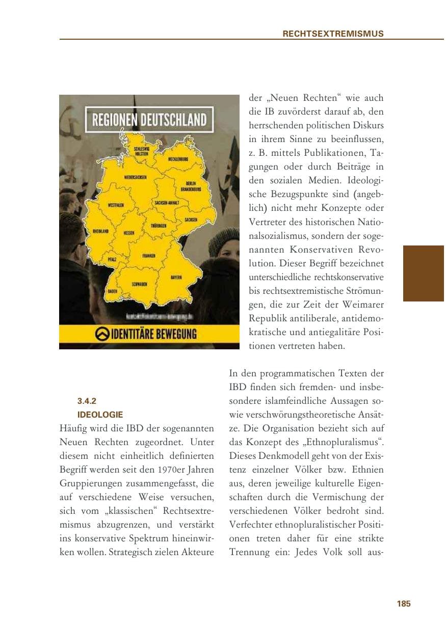 Seite 185 des Verfassungsschutzbericht 2018 Baden-Württemberg