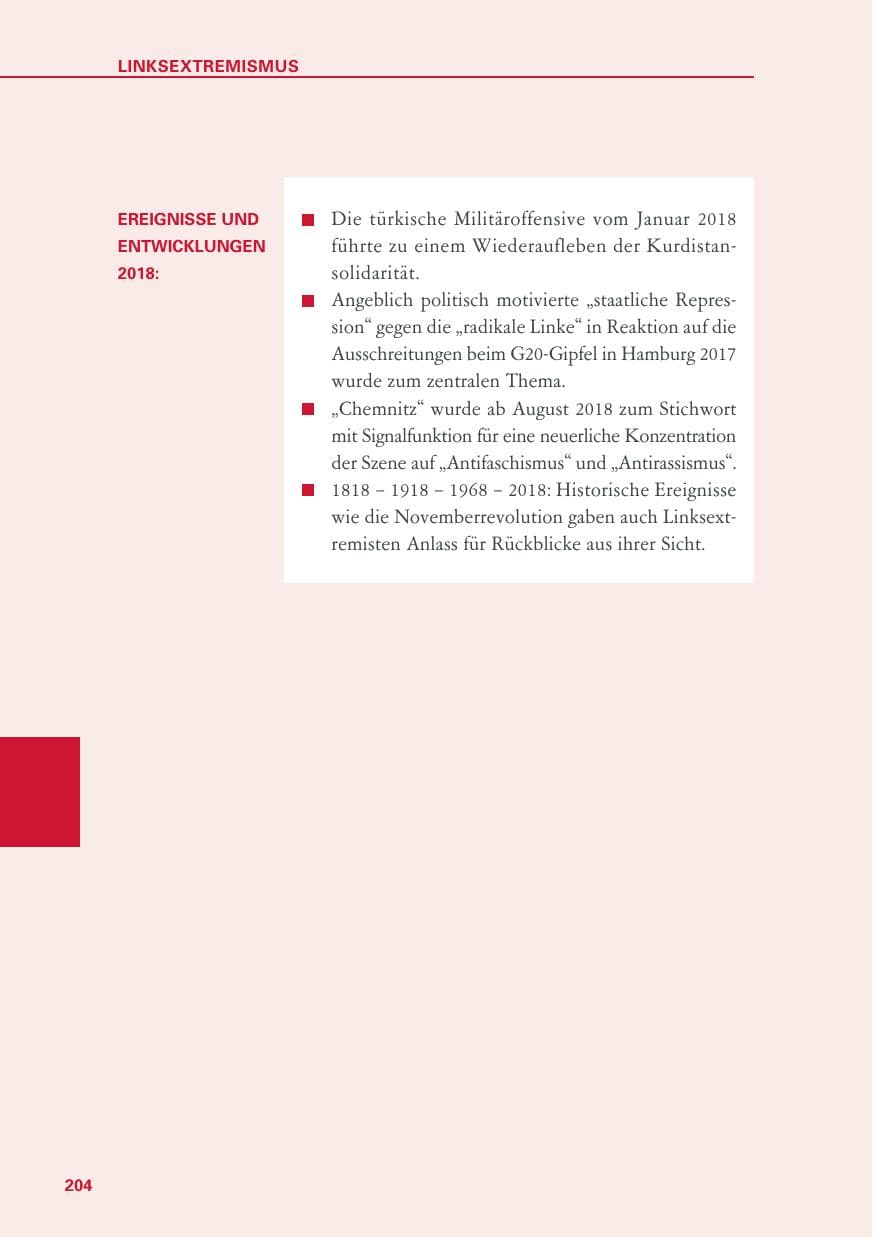 Seite 204 des Verfassungsschutzbericht 2018 Baden-Württemberg