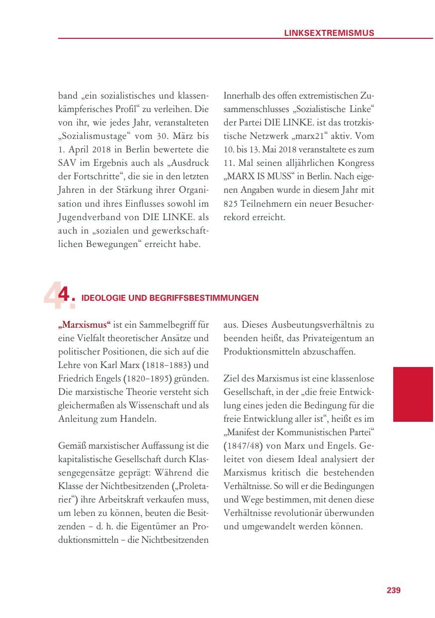 Seite 239 des Verfassungsschutzbericht 2018 Baden-Württemberg
