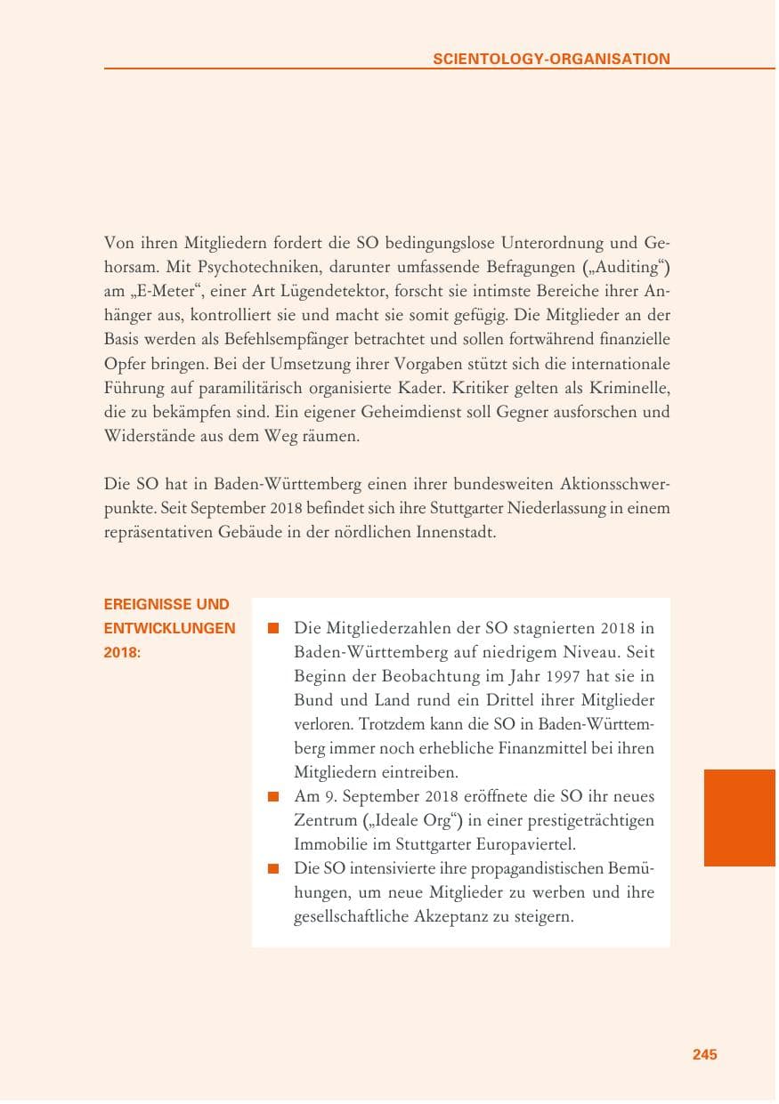 Seite 245 des Verfassungsschutzbericht 2018 Baden-Württemberg