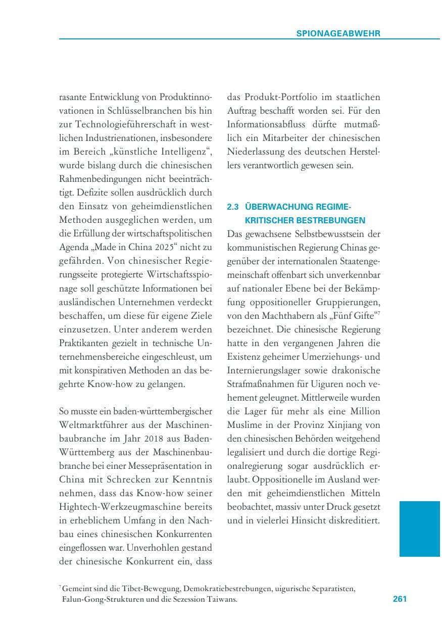 Seite 261 des Verfassungsschutzbericht 2018 Baden-Württemberg