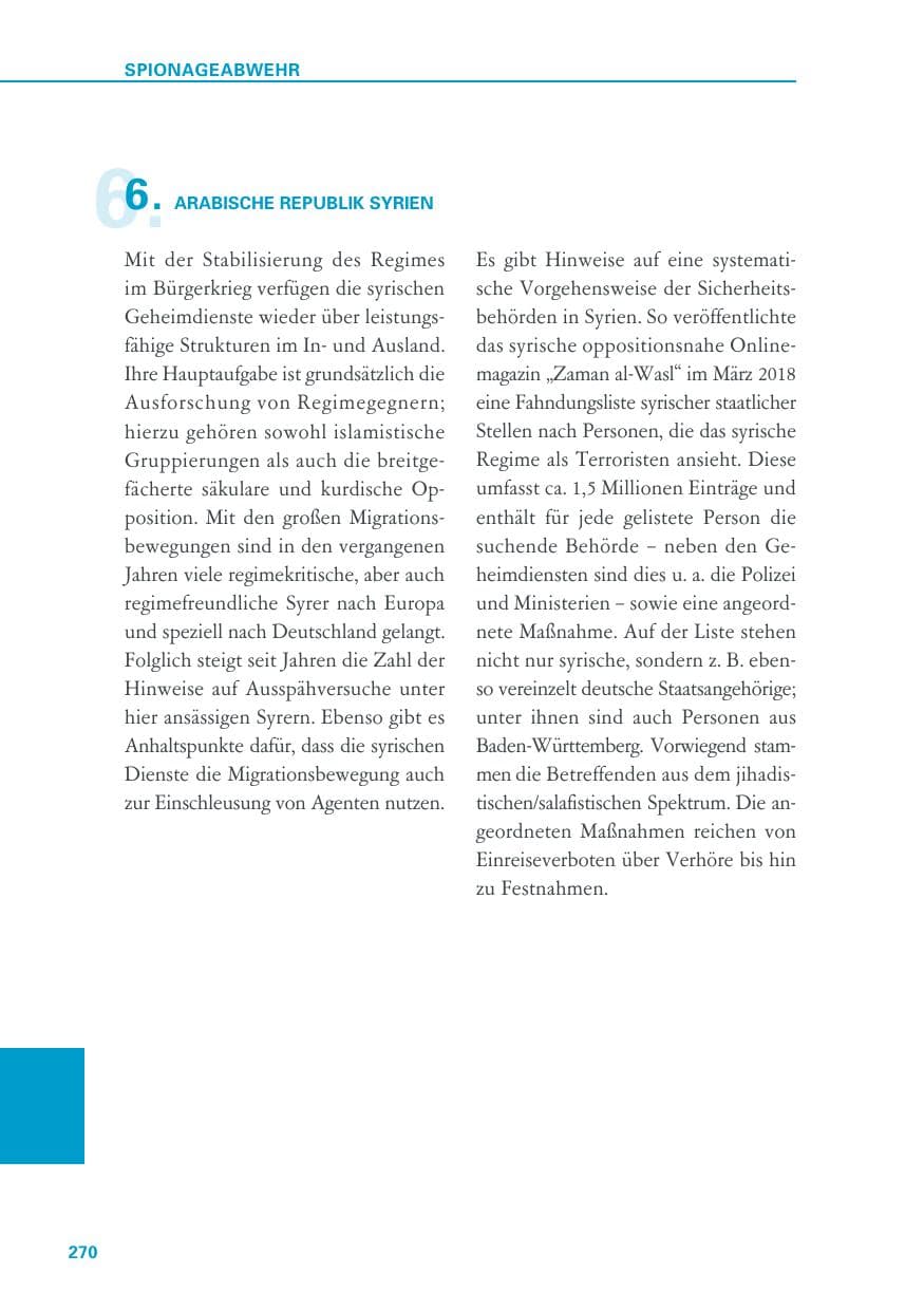 Seite 270 des Verfassungsschutzbericht 2018 Baden-Württemberg