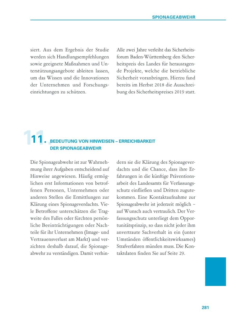 Seite 281 des Verfassungsschutzbericht 2018 Baden-Württemberg
