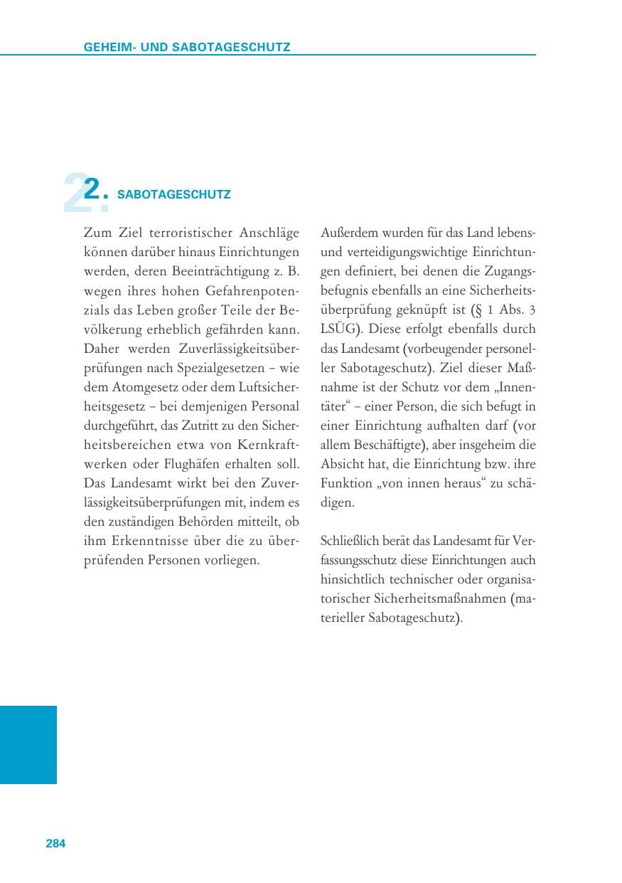 Seite 284 des Verfassungsschutzbericht 2018 Baden-Württemberg