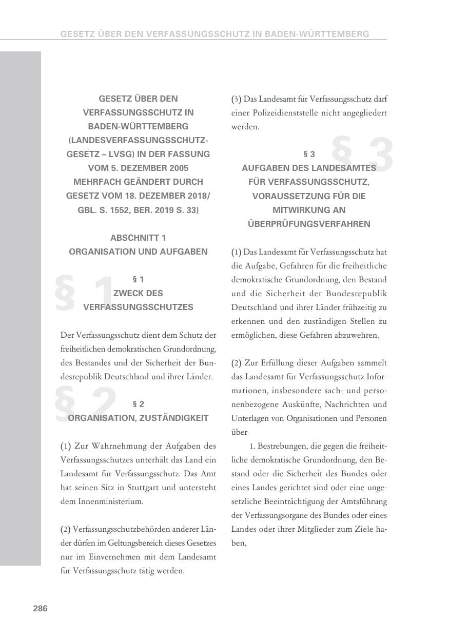 Seite 286 des Verfassungsschutzbericht 2018 Baden-Württemberg