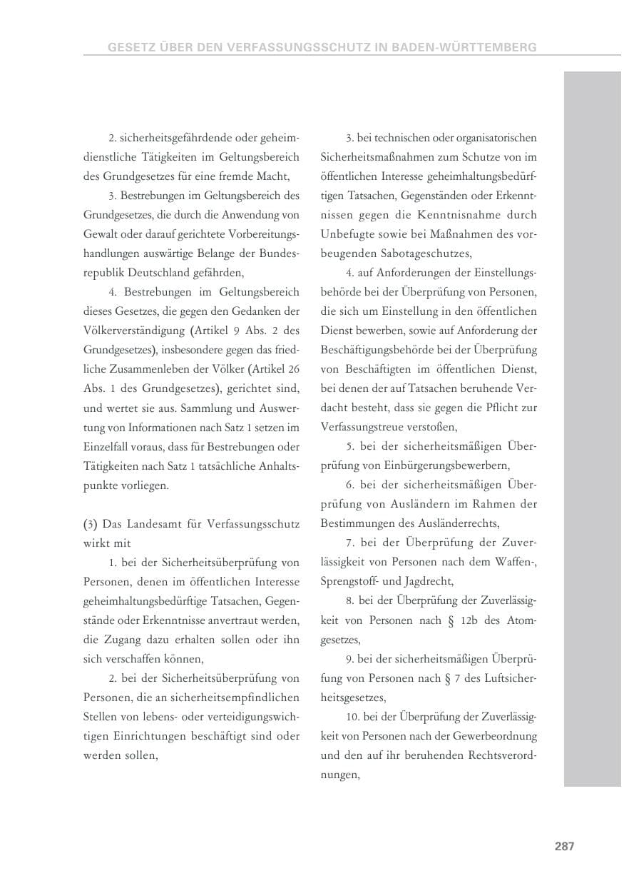 Seite 287 des Verfassungsschutzbericht 2018 Baden-Württemberg