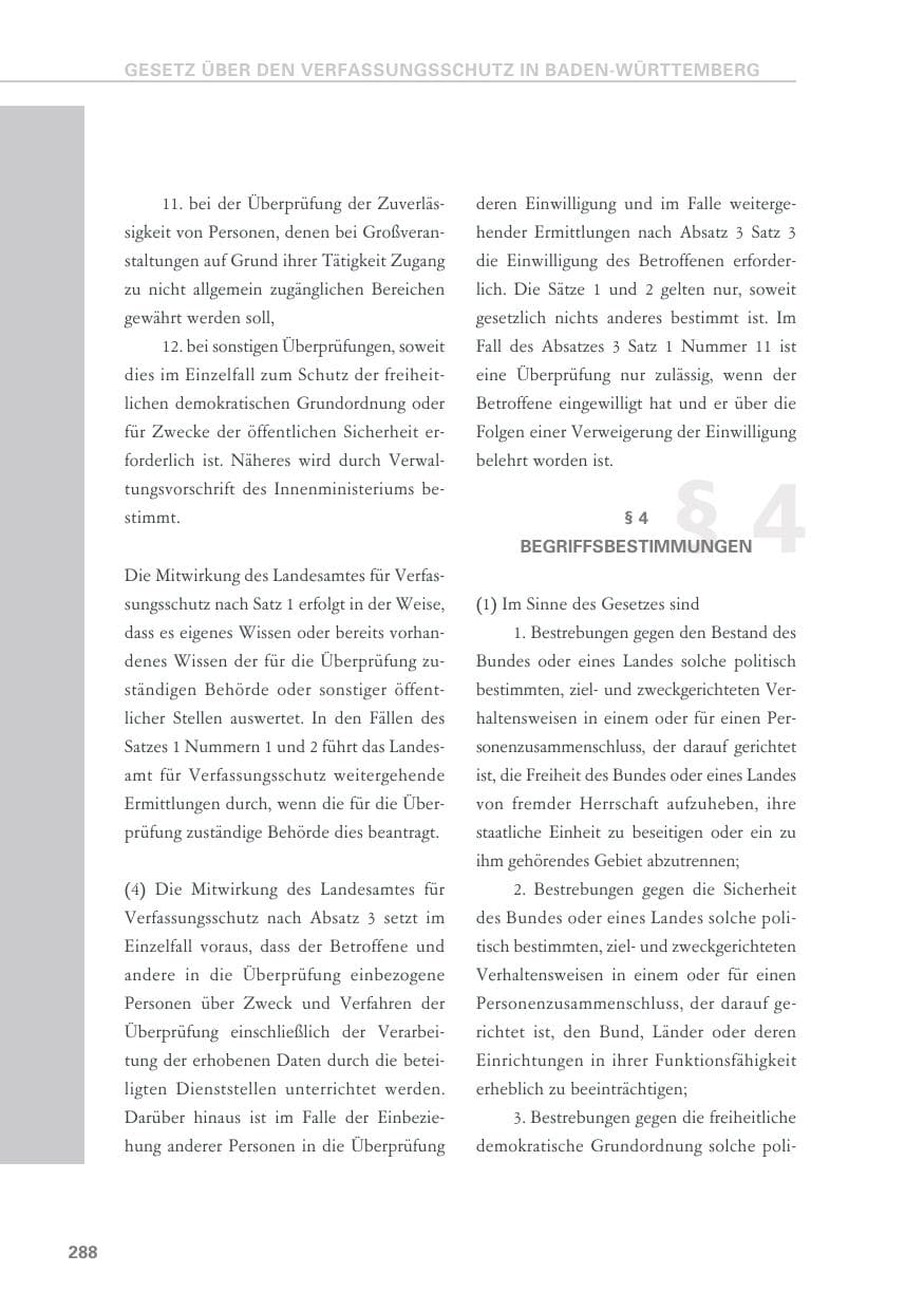 Seite 288 des Verfassungsschutzbericht 2018 Baden-Württemberg