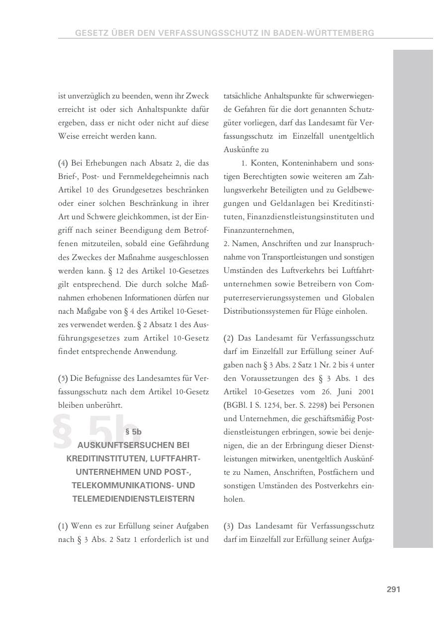Seite 291 des Verfassungsschutzbericht 2018 Baden-Württemberg