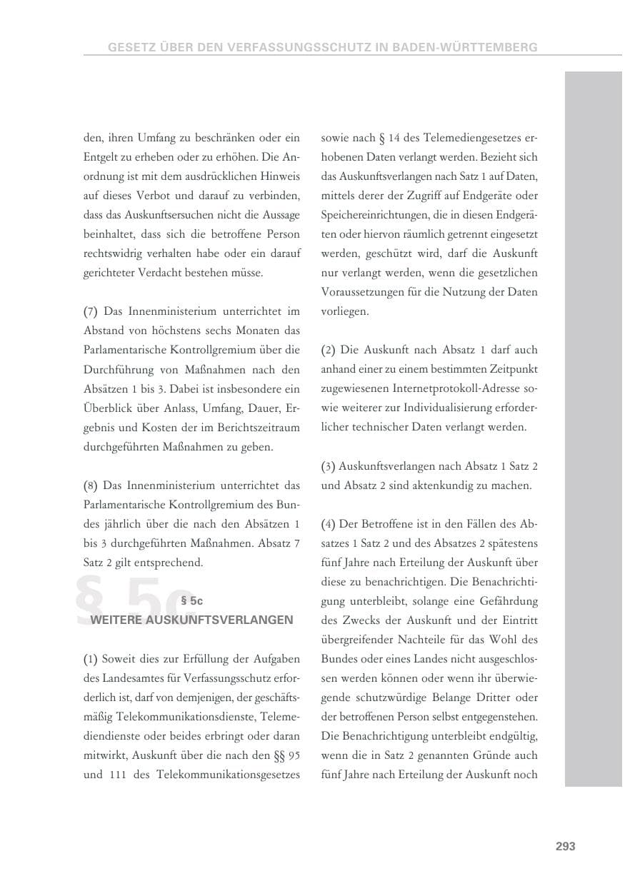 Seite 293 des Verfassungsschutzbericht 2018 Baden-Württemberg