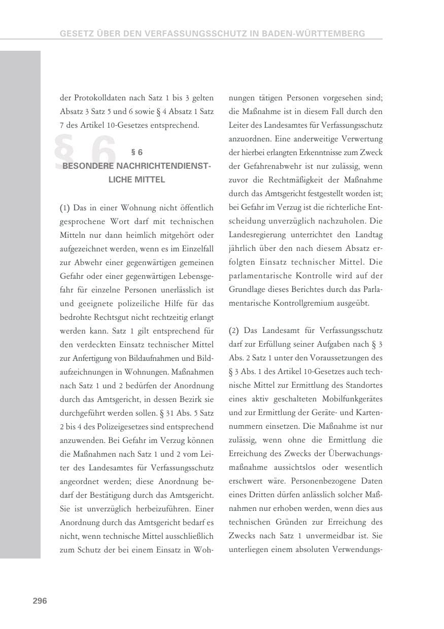 Seite 296 des Verfassungsschutzbericht 2018 Baden-Württemberg