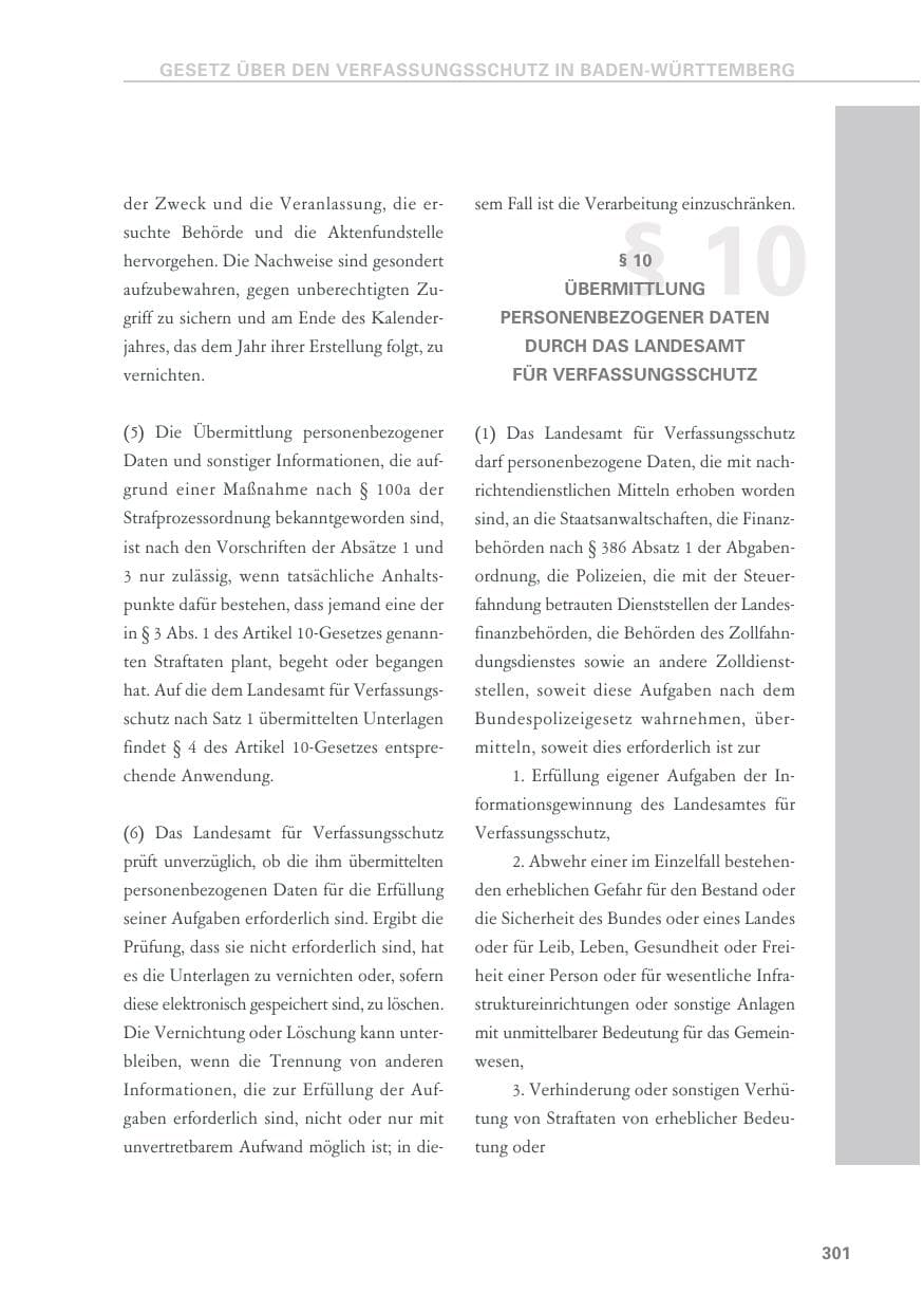 Seite 301 des Verfassungsschutzbericht 2018 Baden-Württemberg